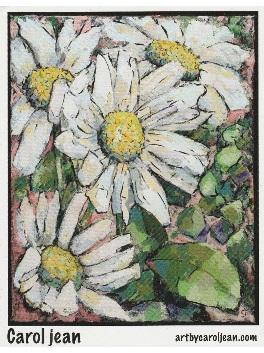 Carol Jean White Daisies Fine Art Print 4x5 On Cardstock